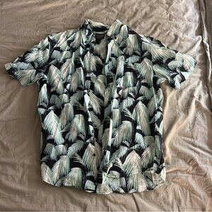 Men's Black and White Palm Print Shirt